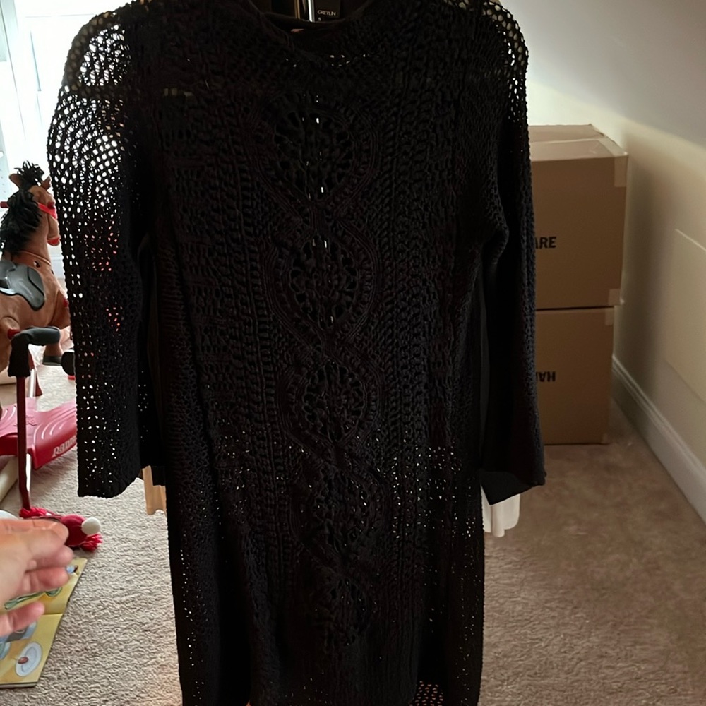 Free people black crochet dress NWOT